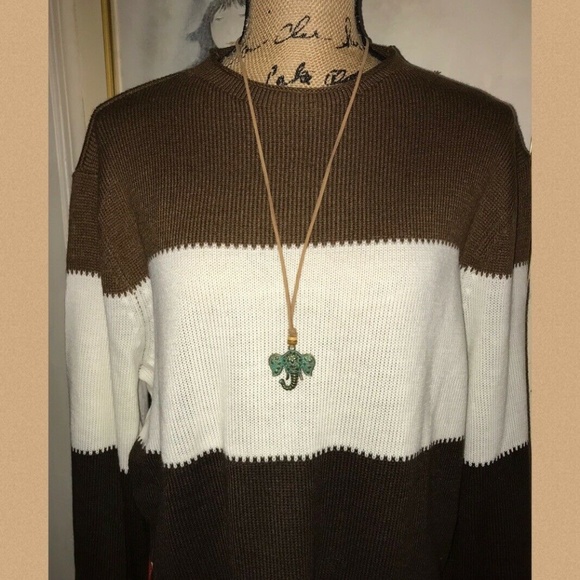 MISS LOOK BOLD COLORBLOCK SWEATER~FALL COLORS~XL - Picture 4 of 5